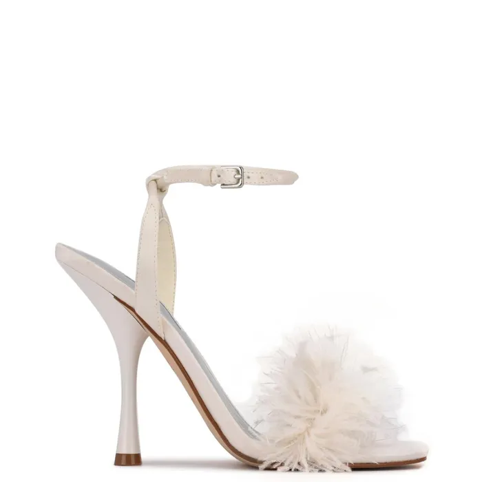 Milano Heeled Sandals Ivory Satin Women Nine West Dress