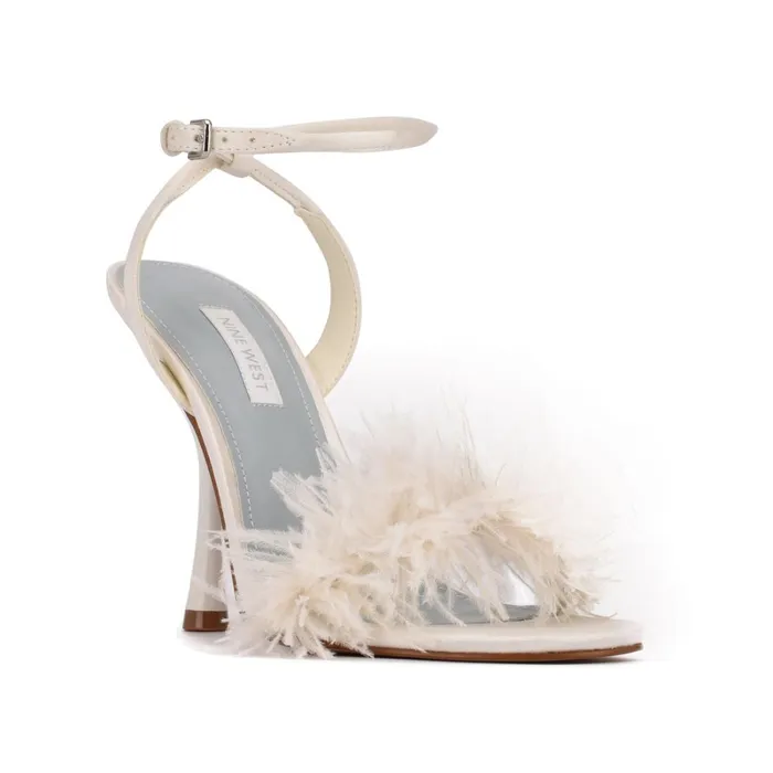 Milano Heeled Sandals Ivory Satin Women Nine West Dress Milano Heeled Sandals Ivory Satin Women Nine West Dress