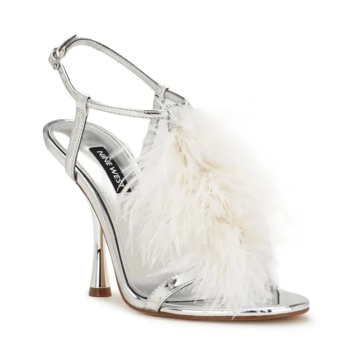 Million Ankle Strap Heeled Sandals Silverwhite Women Nine West Heeled Million Ankle Strap Heeled Sandals Silverwhite Women Nine West Heeled