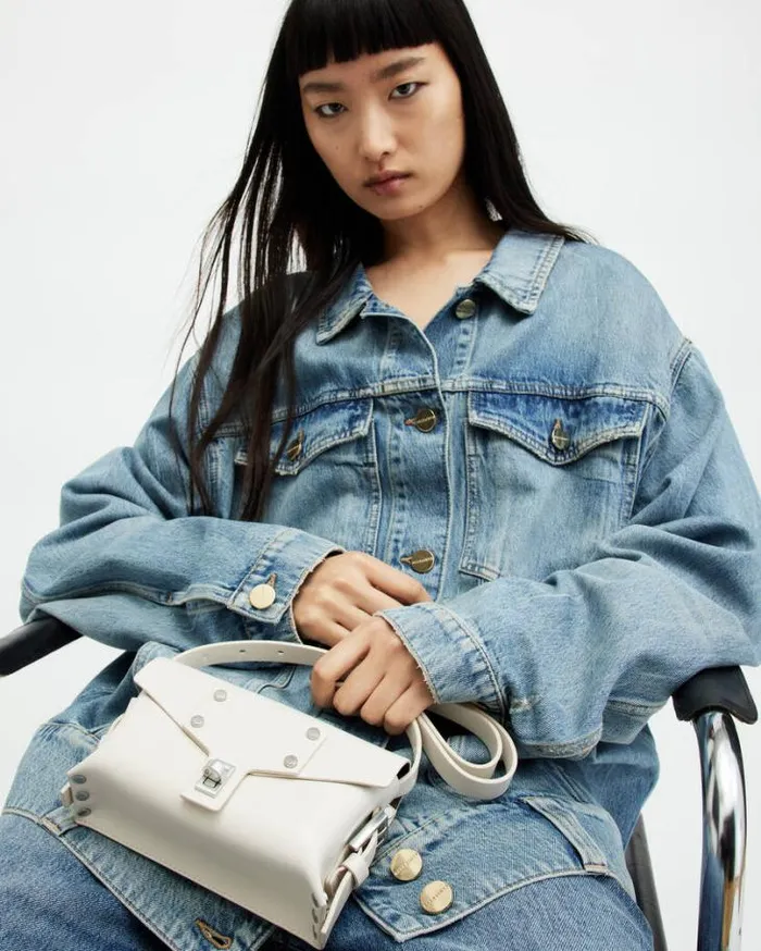 Miro Mini Leather Crossbody Bag Desert White Women AllSaints Handbags and Wallets Miro Mini Leather Crossbody Bag Desert White Women AllSaints Handbags and Wallets