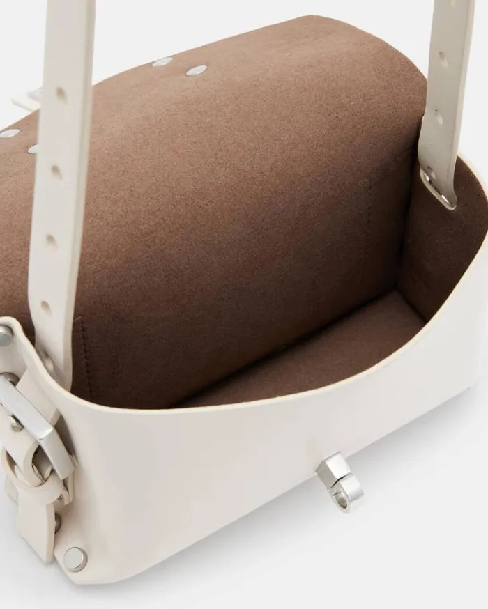 Miro Mini Leather Crossbody Bag Desert White Women AllSaints Handbags and Wallets Miro Mini Leather Crossbody Bag Desert White Women AllSaints Handbags and Wallets