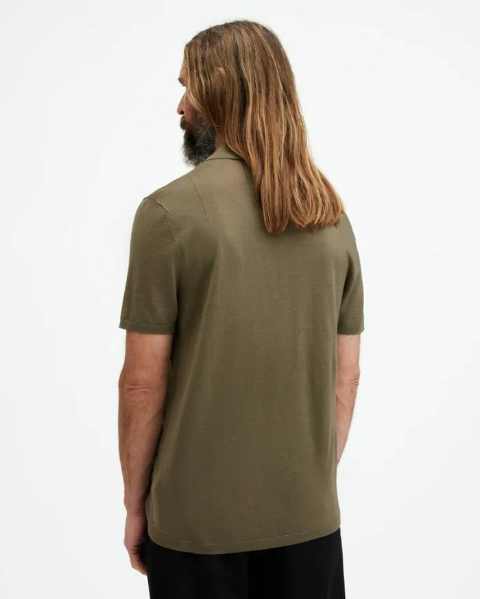Mode Merino Short Sleeve Polo Shirt Avo Green Men AllSaints Polos