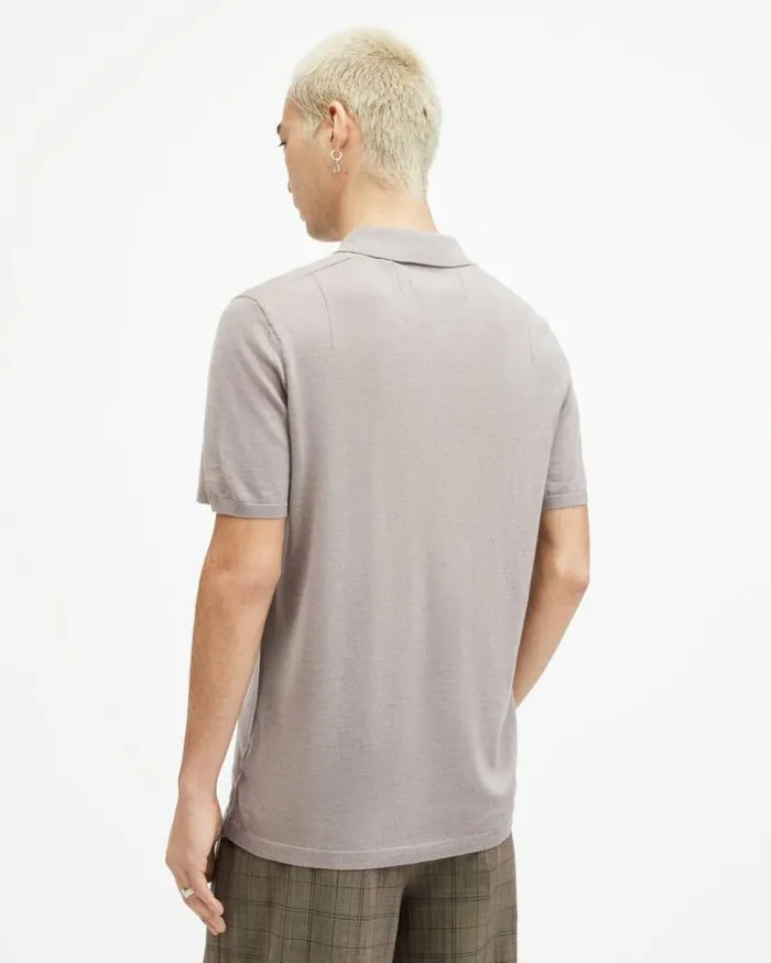 Mode Merino Short Sleeve Polo Shirt Chestnut Taupe Men AllSaints Sweaters