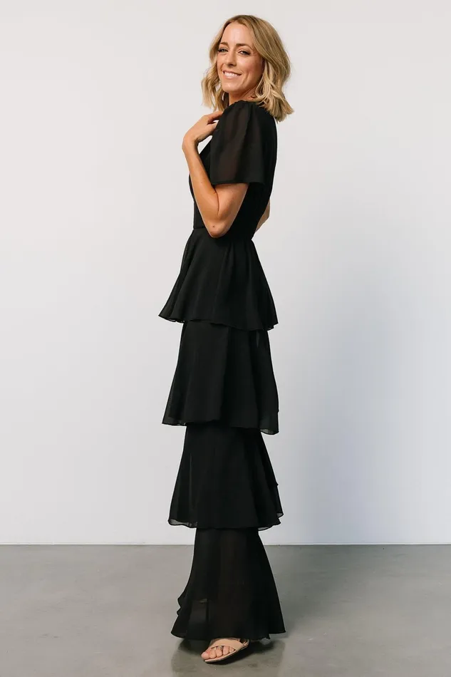 Montaigne Ruffle Maxi Dress Black Women Baltic Born Maxi Dresses