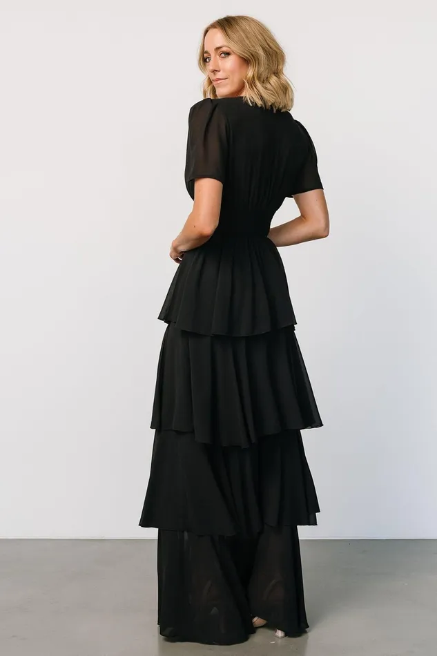 Montaigne Ruffle Maxi Dress Black Women Baltic Born Maxi Dresses
