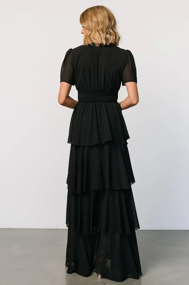 Montaigne Ruffle Maxi Dress Black Women Baltic Born Maxi Dresses