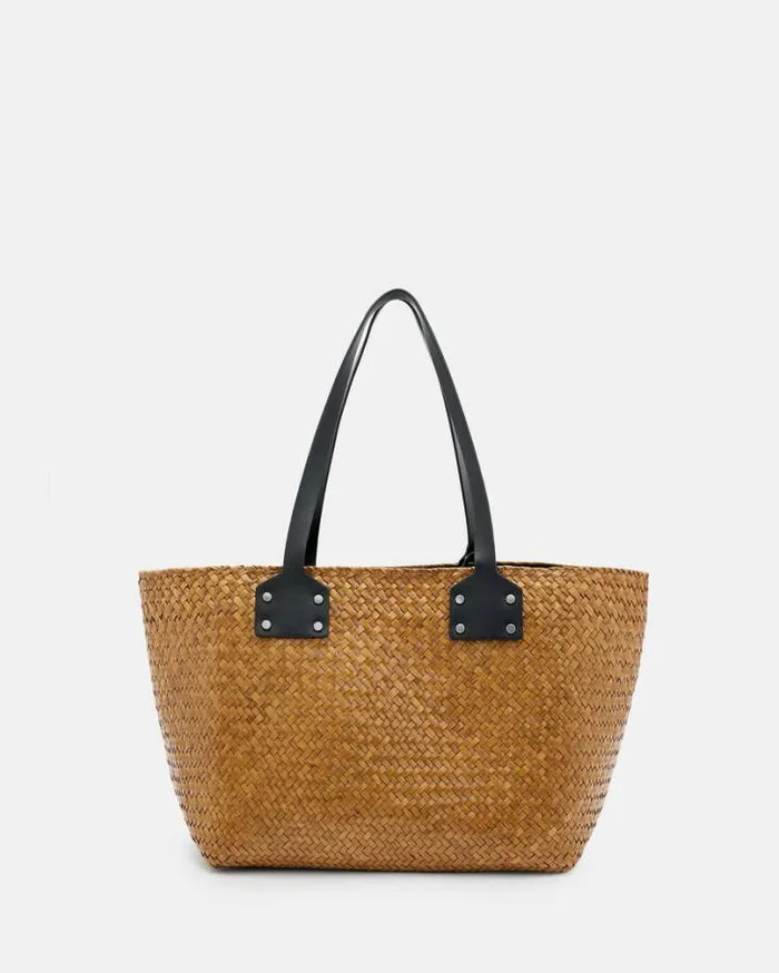 Mosley Straw Tote Bag Almond Beige Women AllSaints Swimwear and Beachwear