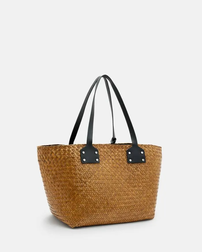 Mosley Straw Tote Bag Almond Beige Women AllSaints Swimwear and Beachwear