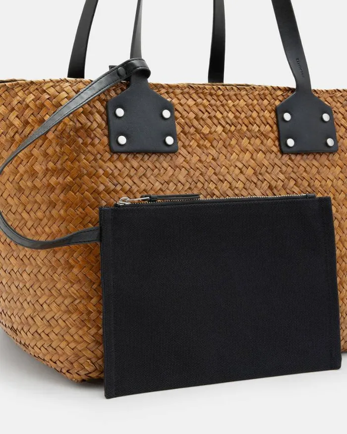 Mosley Straw Tote Bag Almond Beige Women AllSaints Swimwear and Beachwear