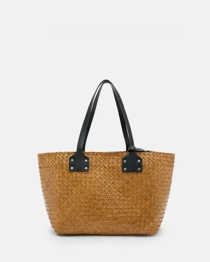 Mosley Straw Tote Bag Almond Beige Women AllSaints Swimwear and Beachwear