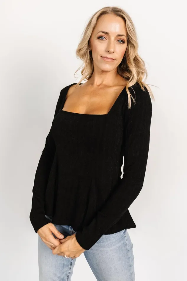 Murphy Square Neck Top Black Women Baltic Born Blouses Shirts