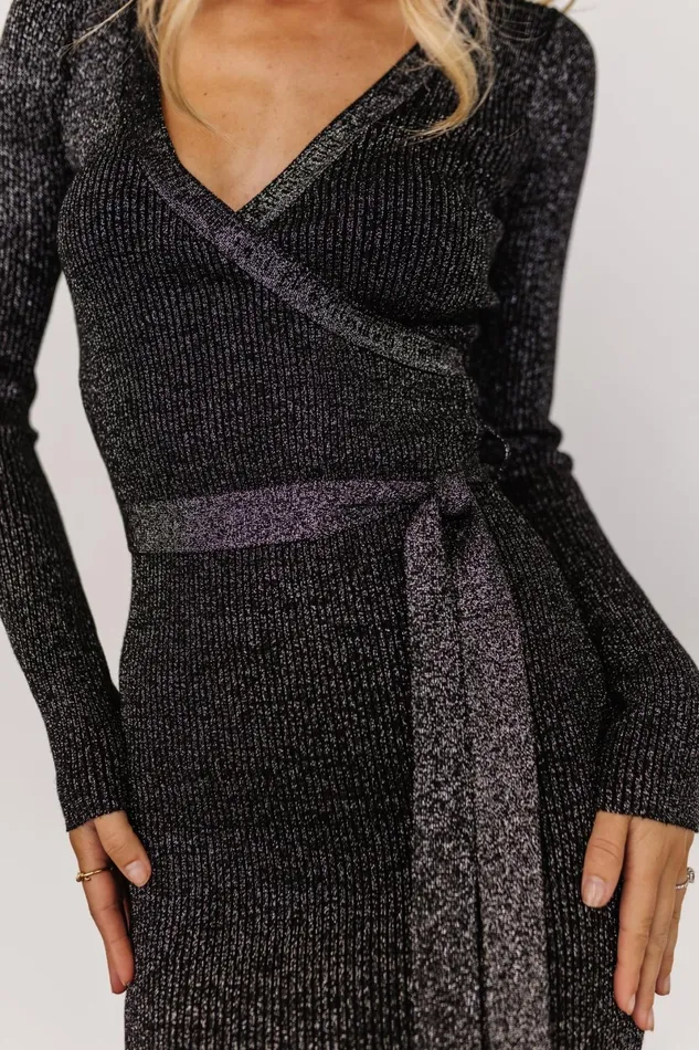 Nancy Ribbed Shimmer Midi Dress Black Women Baltic Born Midi Dresses Nancy Ribbed Shimmer Midi Dress Black Women Baltic Born Midi Dresses