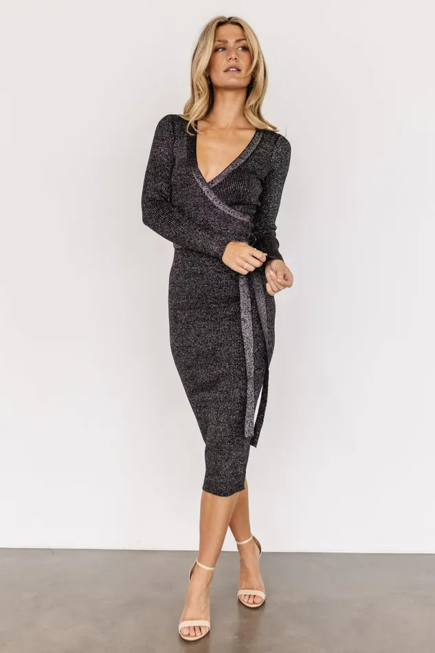 Nancy Ribbed Shimmer Midi Dress Black Women Baltic Born Midi Dresses Nancy Ribbed Shimmer Midi Dress Black Women Baltic Born Midi Dresses
