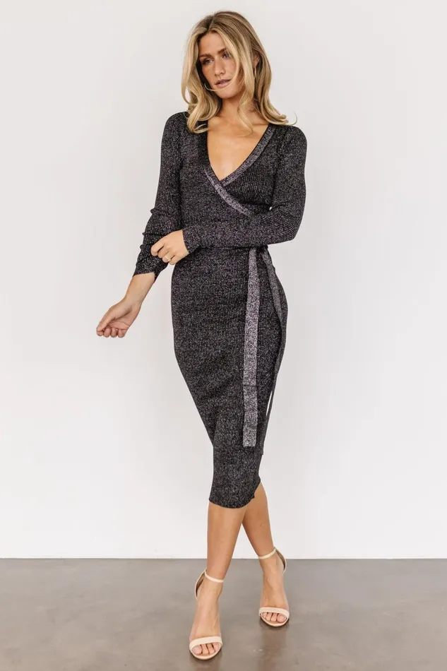 Nancy Ribbed Shimmer Midi Dress Black Women Baltic Born Midi Dresses Nancy Ribbed Shimmer Midi Dress Black Women Baltic Born Midi Dresses
