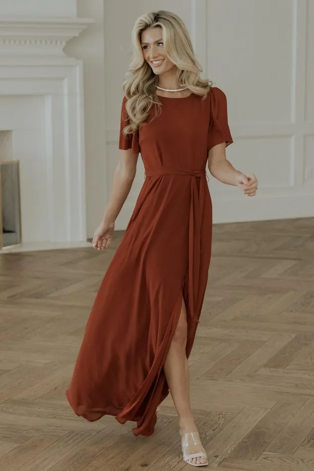 Naomi Short Sleeve Maxi Dress Cinnamon Women Baltic Born Mother Of The Bride
