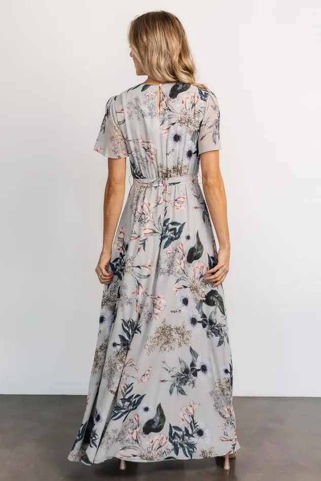 Naomi Short Sleeve Maxi Dress Pale Blue Floral Women Baltic Born Mother Of The Bride