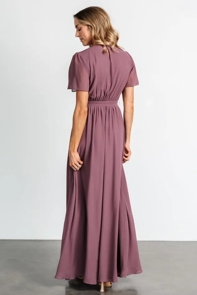 Naomi Short Sleeve Maxi Dress Vintage Plum Women Baltic Born Wedding Guest Naomi Short Sleeve Maxi Dress Vintage Plum Women Baltic Born Wedding Guest