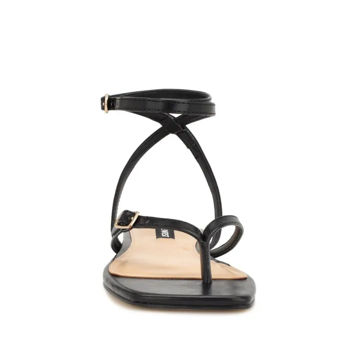 Nelson Ankle Wrap Flat Sandals Black Women Nine West Flats Nelson Ankle Wrap Flat Sandals Black Women Nine West Flats