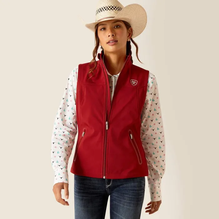 New Team Softshell Vest Sundried Tomato Women Ariat Jackets and Vests