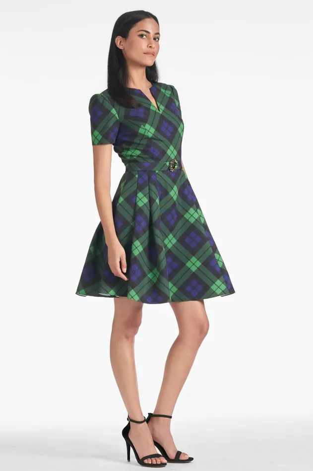 Nicolette Dress 8211 Neo Tartan Women Sachin and Babi Short Sleeve