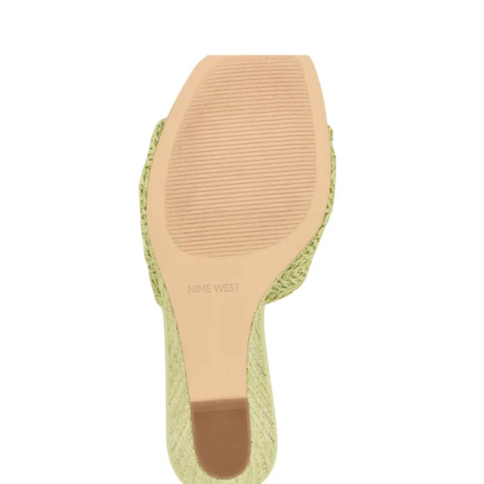 Nikhil Twist Wedge Sandals Green Raffia Women Nine West Sandals Nikhil Twist Wedge Sandals Green Raffia Women Nine West Sandals