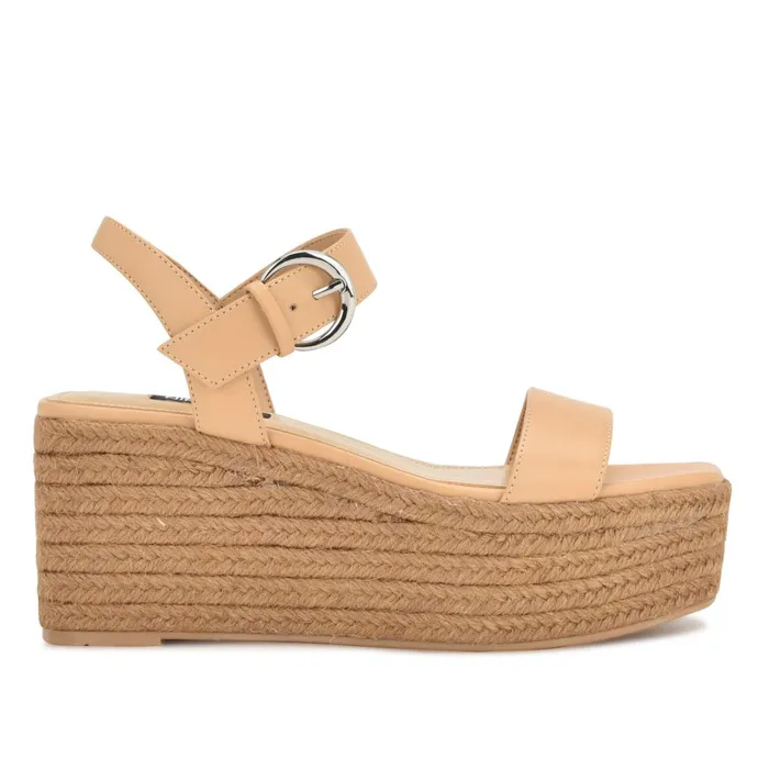 Nillo Espadrille Wedge Sandals Natural Women Nine West Mid Heels