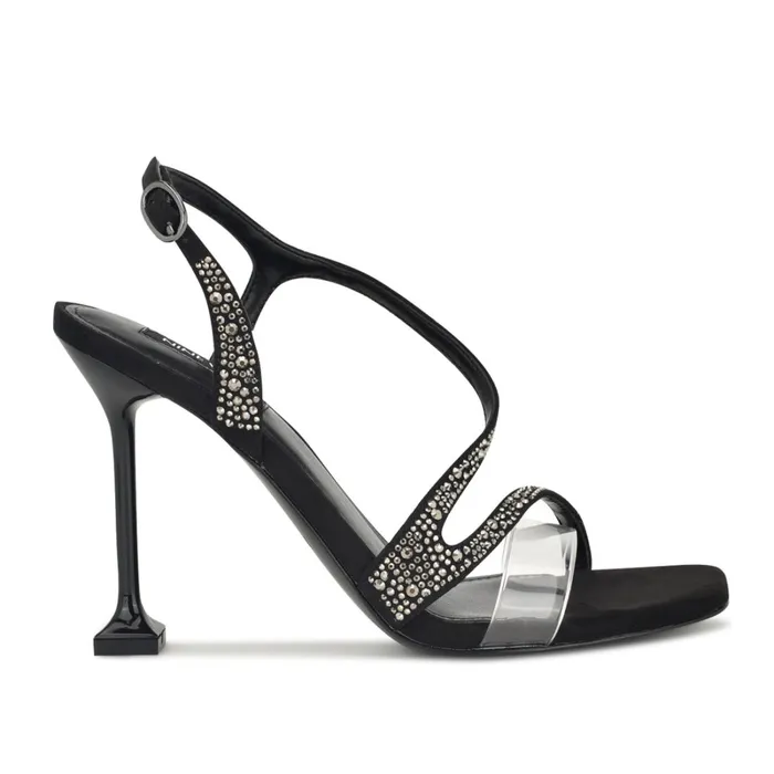 Nines Strappy Heeled Sandals Black Crystal Women Nine West High Heels
