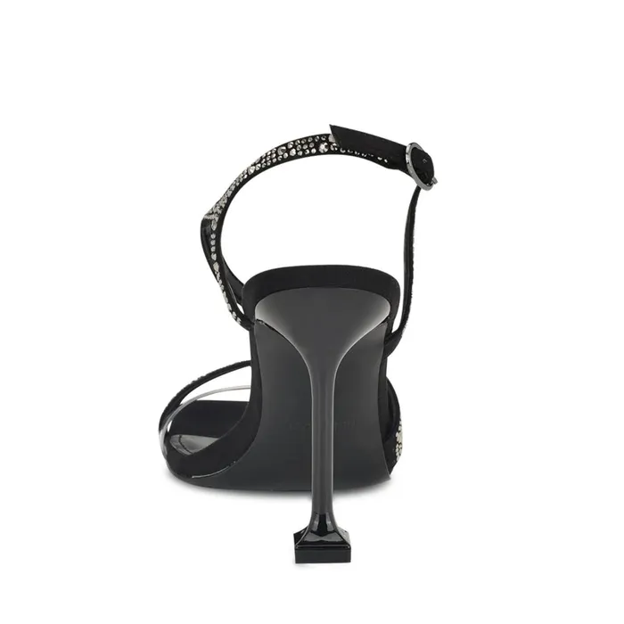 Nines Strappy Heeled Sandals Black Crystal Women Nine West High Heels Nines Strappy Heeled Sandals Black Crystal Women Nine West High Heels