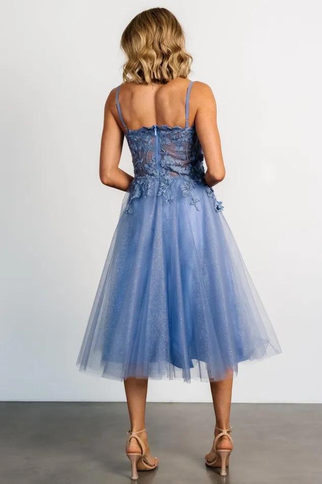 Noelle Shimmer Midi Dress Slate Blue Women Baltic Born Embellished Sequin Noelle Shimmer Midi Dress Slate Blue Women Baltic Born Embellished Sequin