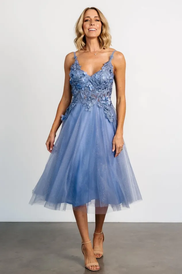 Noelle Shimmer Midi Dress Slate Blue Women Baltic Born Embellished Sequin Noelle Shimmer Midi Dress Slate Blue Women Baltic Born Embellished Sequin
