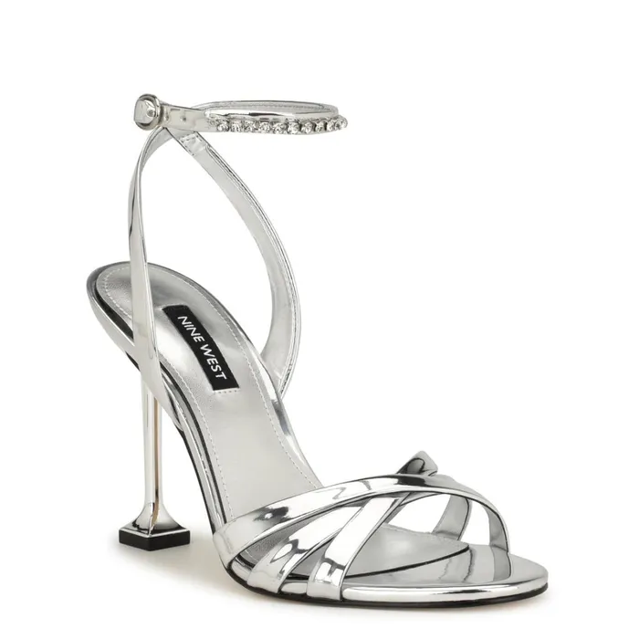 Noras Dress Sandals Silver Women Nine West High Heels Noras Dress Sandals Silver Women Nine West High Heels