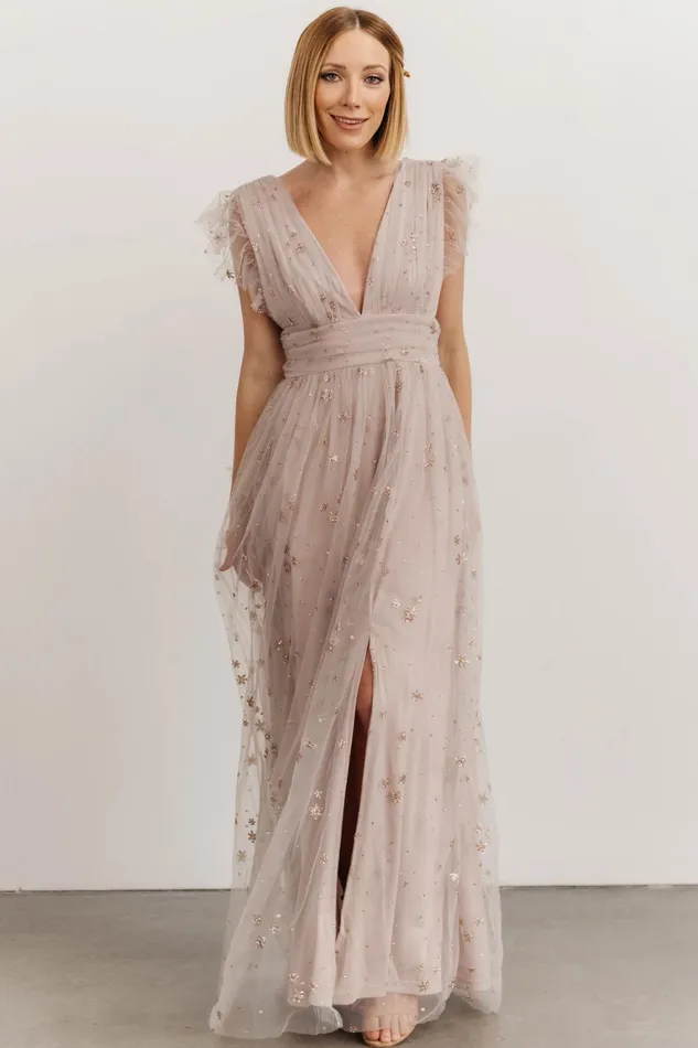 Nova Shimmer Maxi Dress Dusty Lilac Women Baltic Born Embellished Sequin