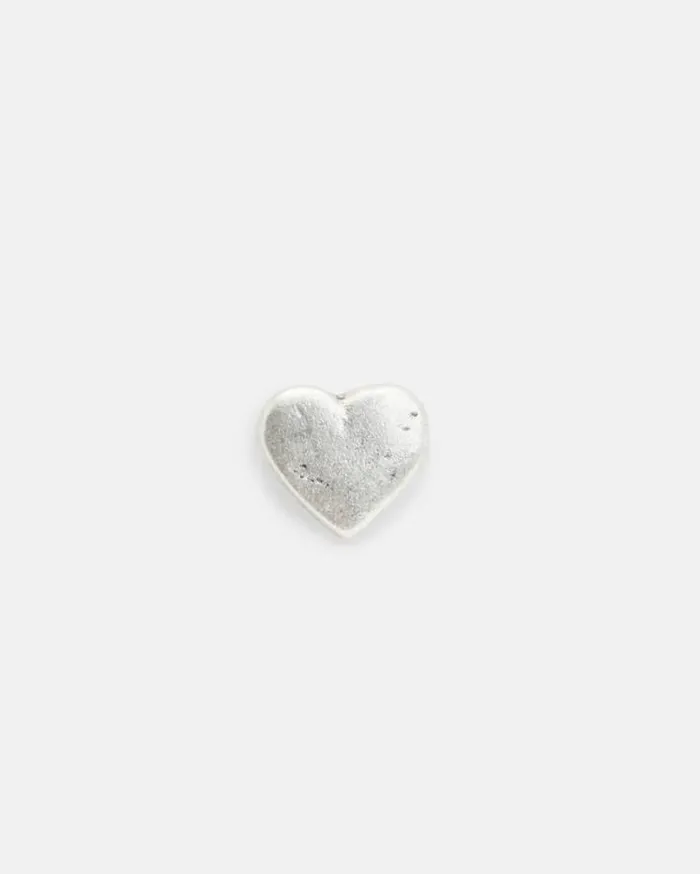 Obi Sterling Silver Heart Stud Earring Warm Silver Men AllSaints Accessories