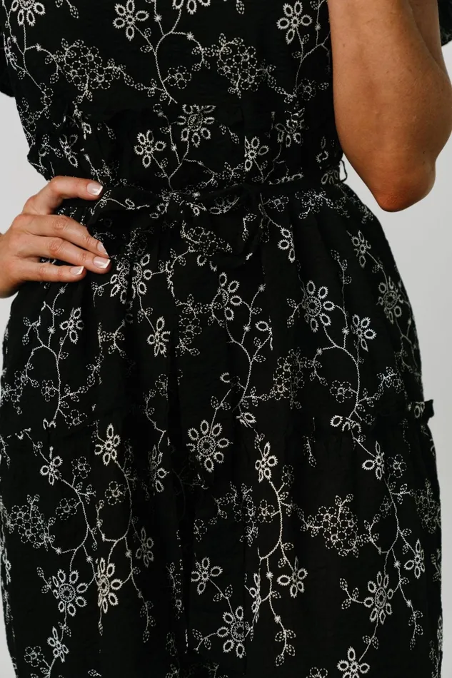 Odeya Tiered Midi Dress Black White Women Baltic Born Bump Friendly Odeya Tiered Midi Dress Black White Women Baltic Born Bump Friendly