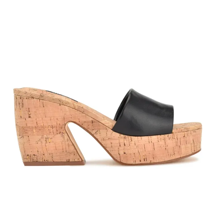 Oklee Platform Slide Sandals Black Women Nine West Mid Heels Oklee Platform Slide Sandals Black Women Nine West Mid Heels