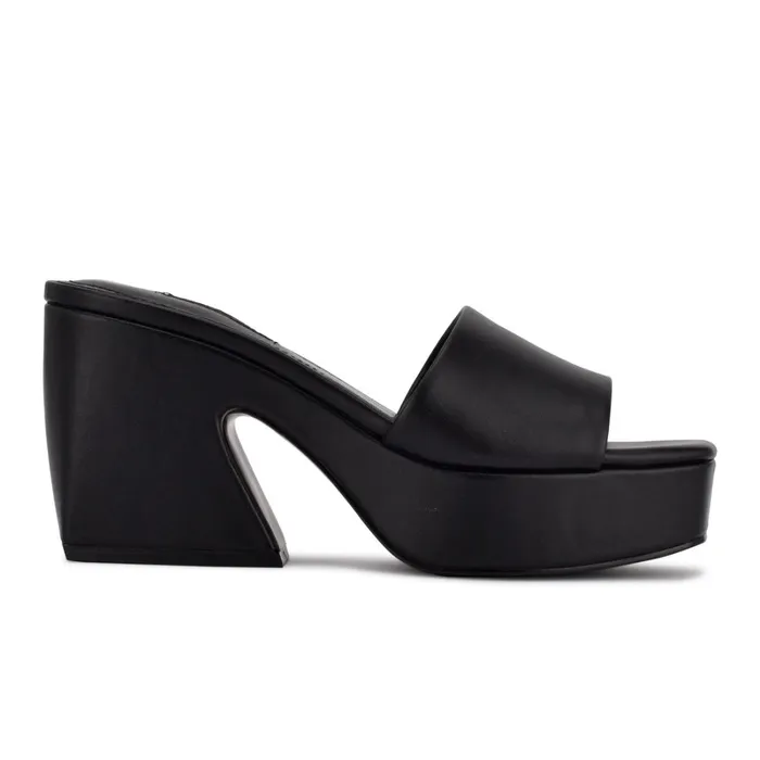 Oklee Platform Slide Sandals Black Women Nine West Mid Heels Oklee Platform Slide Sandals Black Women Nine West Mid Heels