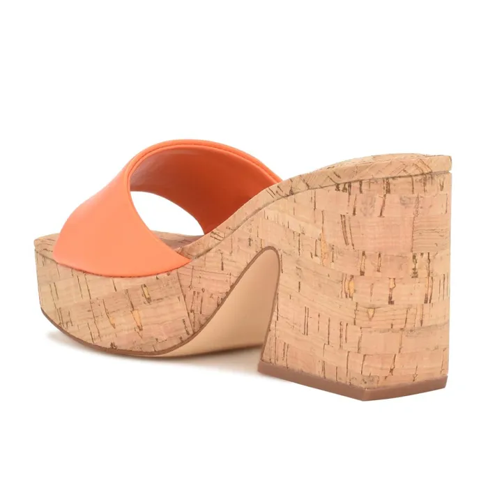Oklee Platform Slide Sandals Perfect Orange Women Nine West Mid Heels Oklee Platform Slide Sandals Perfect Orange Women Nine West Mid Heels