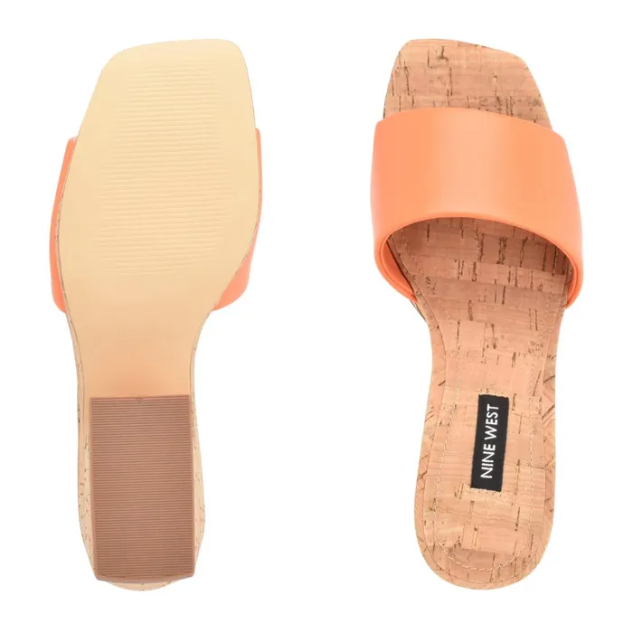 Oklee Platform Slide Sandals Perfect Orange Women Nine West Mid Heels Oklee Platform Slide Sandals Perfect Orange Women Nine West Mid Heels