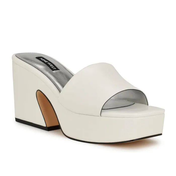 Oklee Platform Slide Sandals White Women Nine West Sandals Oklee Platform Slide Sandals White Women Nine West Sandals