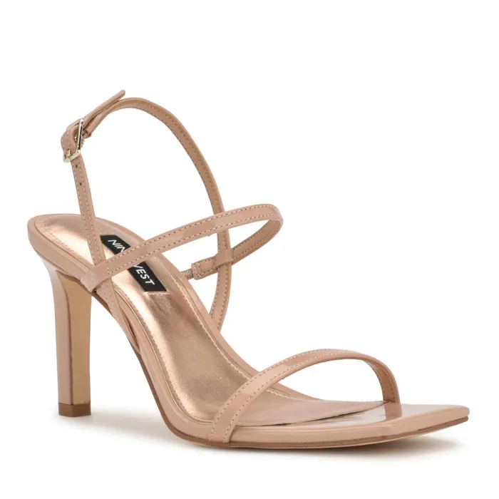 Olah Heeled Slingback Sandals Barely Nude Patent Women Nine West Sandals Olah Heeled Slingback Sandals Barely Nude Patent Women Nine West Sandals