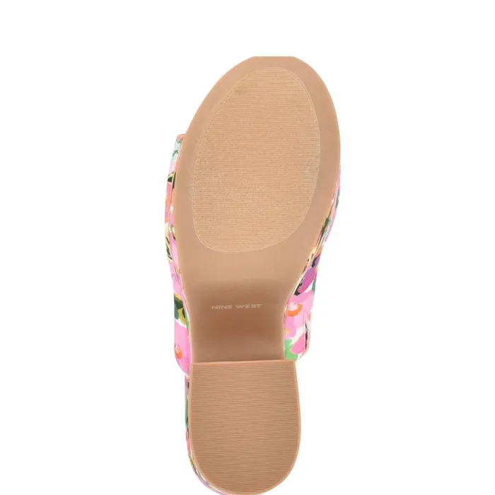 Olley Platform Slide Sandals Pink Floral Women Nine West Platforms Olley Platform Slide Sandals Pink Floral Women Nine West Platforms