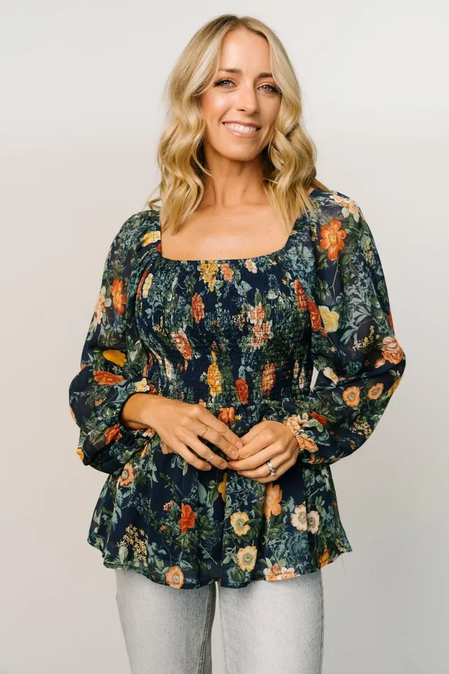 Ollie Smocked Top Navy Multi Women Baltic Born Blouses Shirts Ollie Smocked Top Navy Multi Women Baltic Born Blouses Shirts