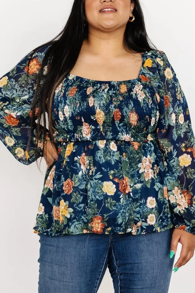 Ollie Smocked Top Navy Multi Women Baltic Born Blouses Shirts Ollie Smocked Top Navy Multi Women Baltic Born Blouses Shirts
