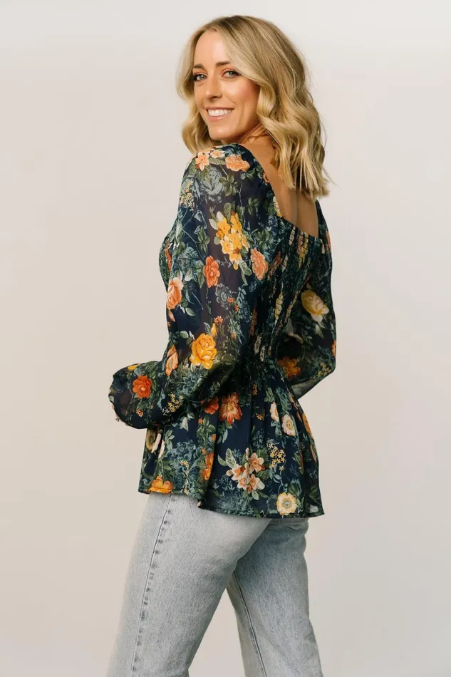 Ollie Smocked Top Navy Multi Women Baltic Born Blouses Shirts Ollie Smocked Top Navy Multi Women Baltic Born Blouses Shirts