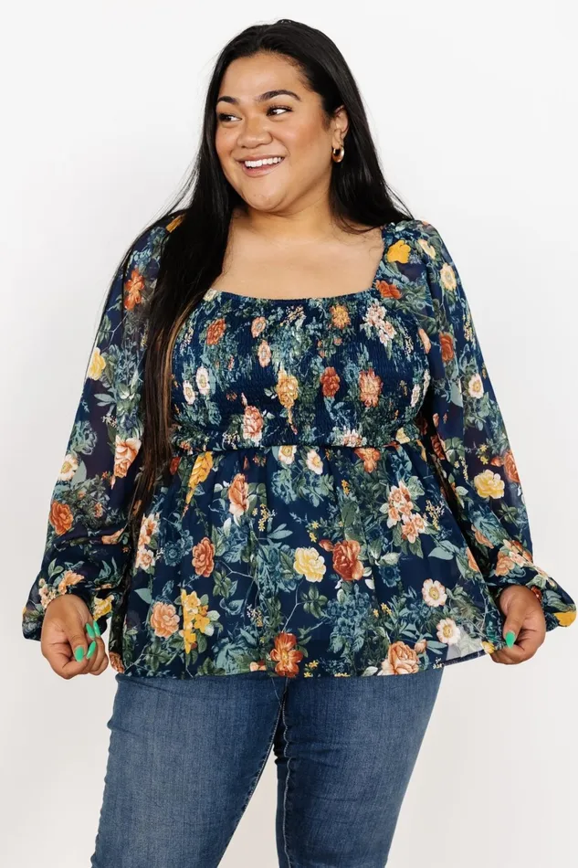 Ollie Smocked Top Navy Multi Women Baltic Born Blouses Shirts Ollie Smocked Top Navy Multi Women Baltic Born Blouses Shirts