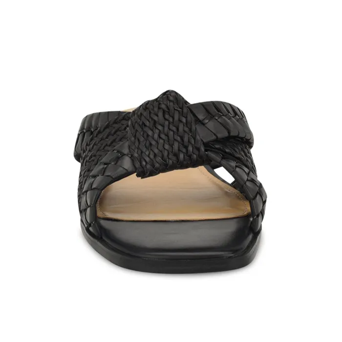 Olson Knotted Flat Slide Sandals Black Women Nine West Low Heel Olson Knotted Flat Slide Sandals Black Women Nine West Low Heel