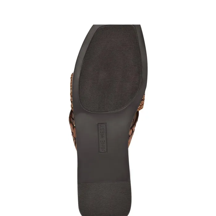 Olson Knotted Flat Slide Sandals Brown Women Nine West Sandals Olson Knotted Flat Slide Sandals Brown Women Nine West Sandals
