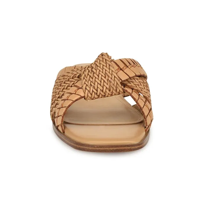 Olson Knotted Flat Slide Sandals Light Natural Women Nine West Casual Olson Knotted Flat Slide Sandals Light Natural Women Nine West Casual