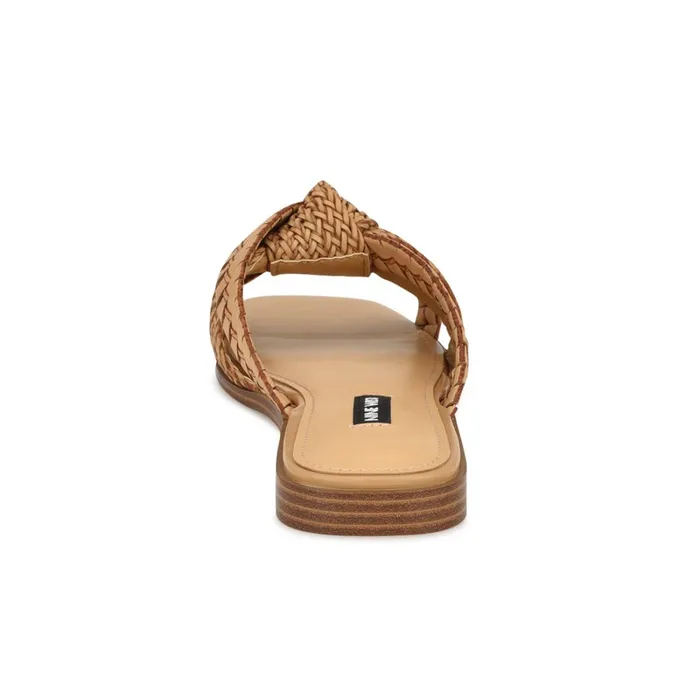 Olson Knotted Flat Slide Sandals Light Natural Women Nine West Flats Olson Knotted Flat Slide Sandals Light Natural Women Nine West Flats