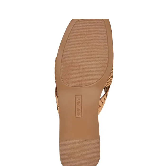 Olson Knotted Flat Slide Sandals Light Natural Women Nine West Flats Olson Knotted Flat Slide Sandals Light Natural Women Nine West Flats